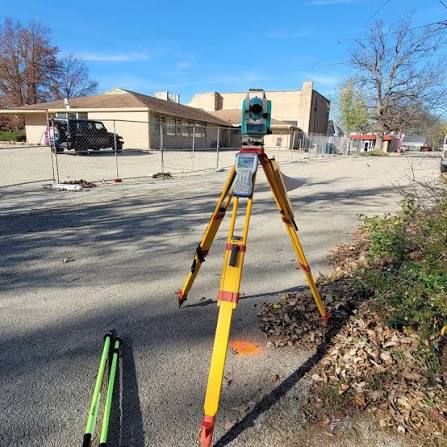 Surveying equipment set up on a job site